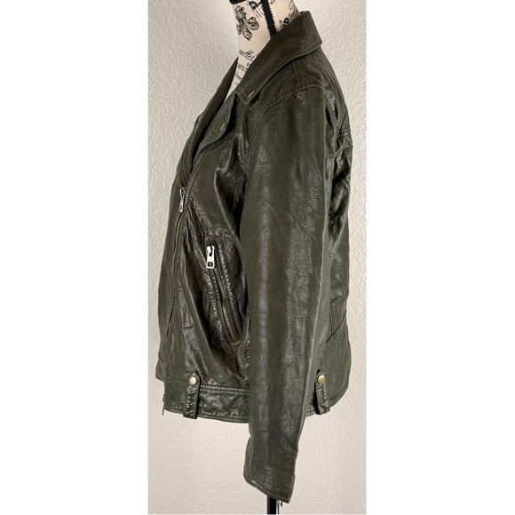 Madewell Washed Leather Oversize Motorcycle Jacket Brass Hardware Edition Medium - Picture 4 of 14